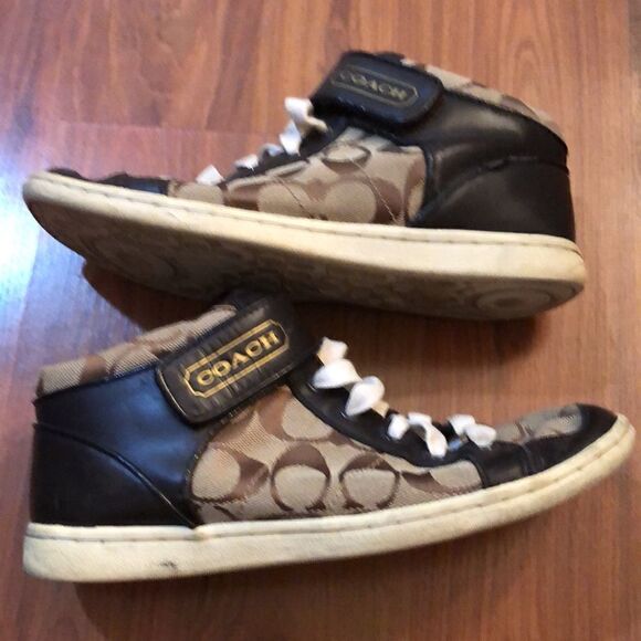 Coach Signature logo high top sneakers size 6 - Picture 2 of 10